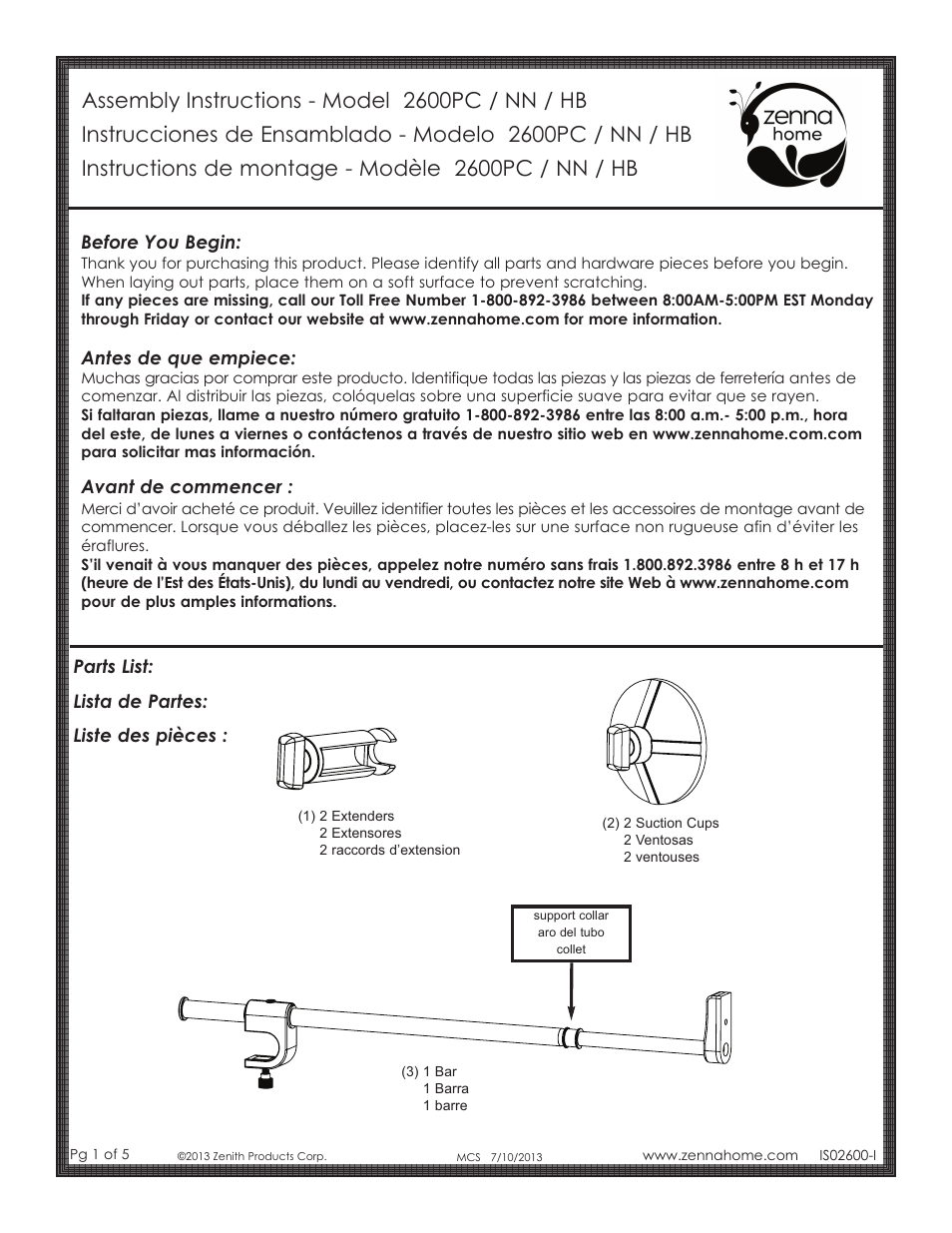 ZPC 2600HB User Manual | 5 pages