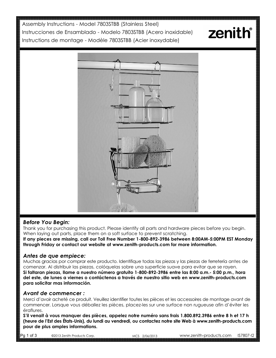 ZPC 7803STBB User Manual | 3 pages