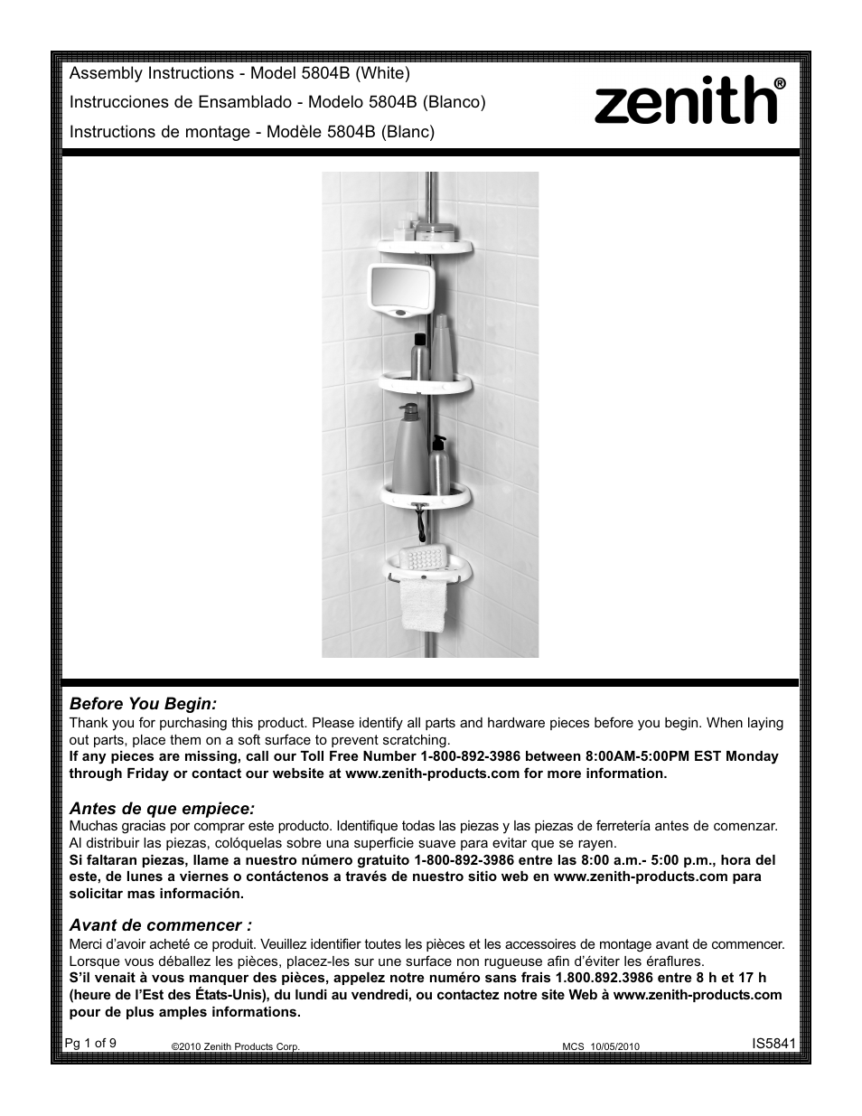 ZPC 5804B User Manual | 9 pages