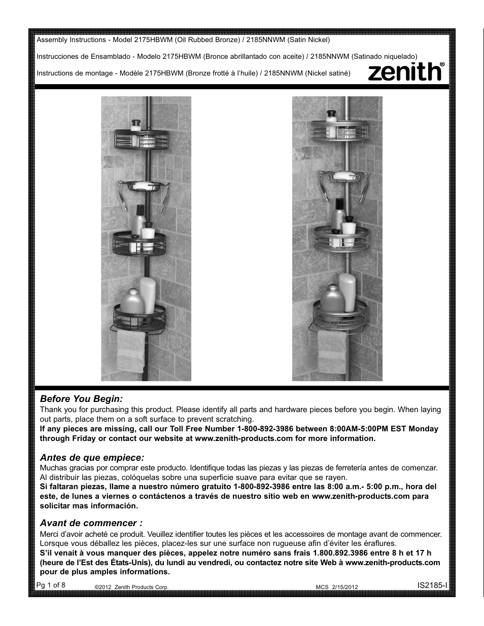 ZPC 2185NNWM User Manual | 8 pages