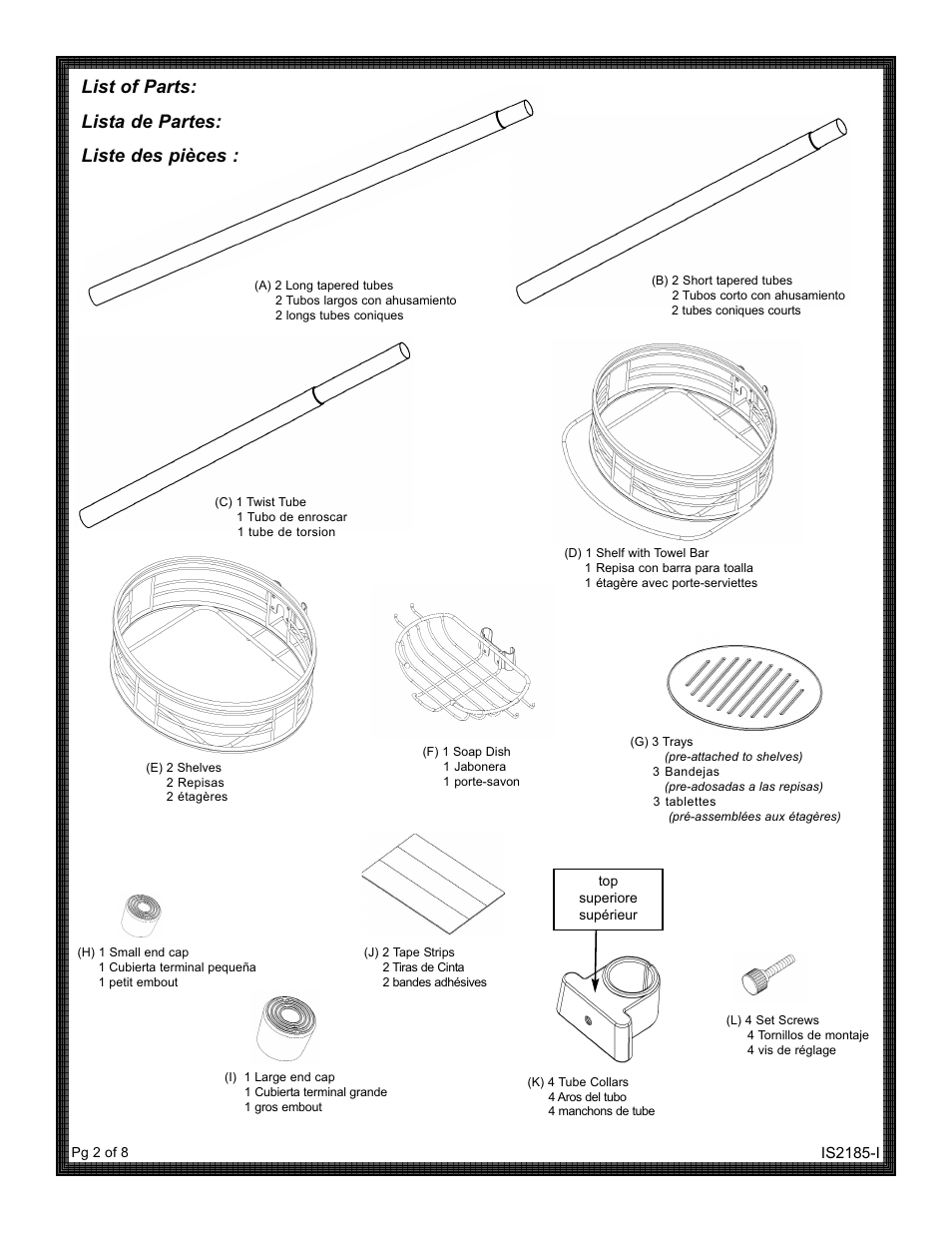 List of parts: lista de partes: liste des pièces | ZPC 2185NNWM User Manual | Page 2 / 8