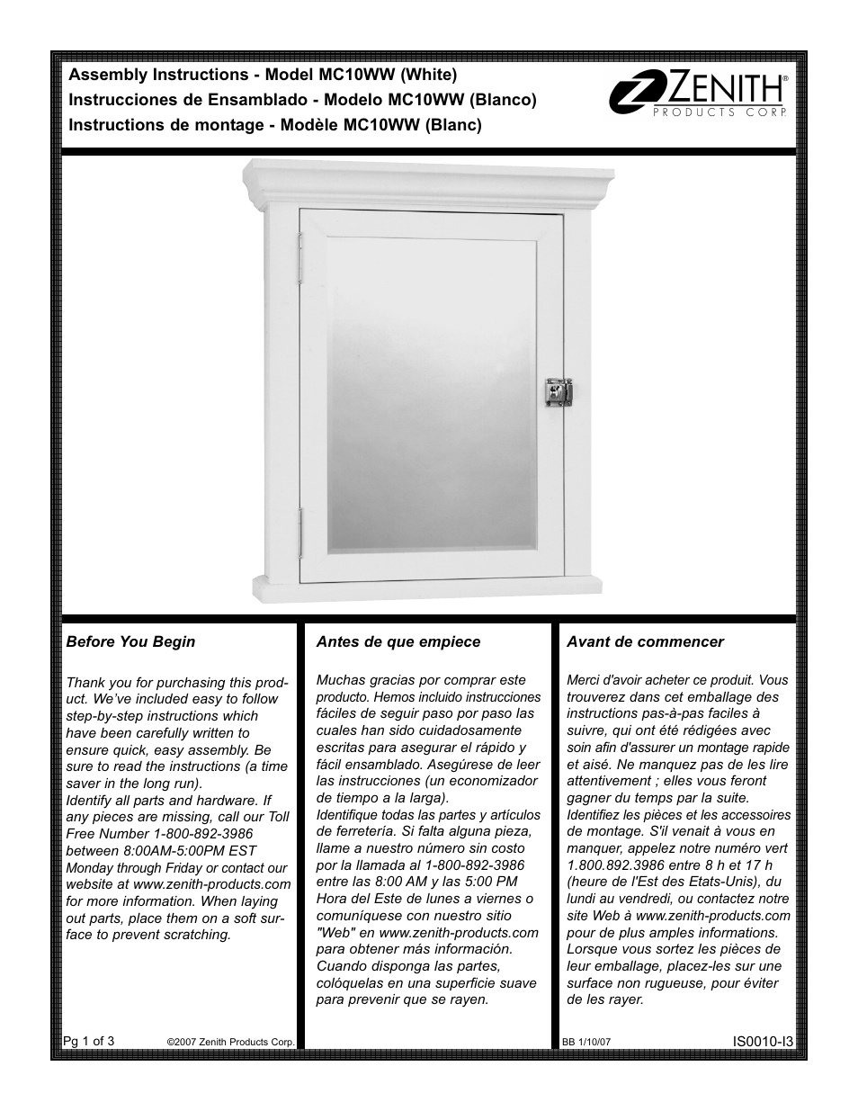 ZPC MC10WW User Manual | 3 pages