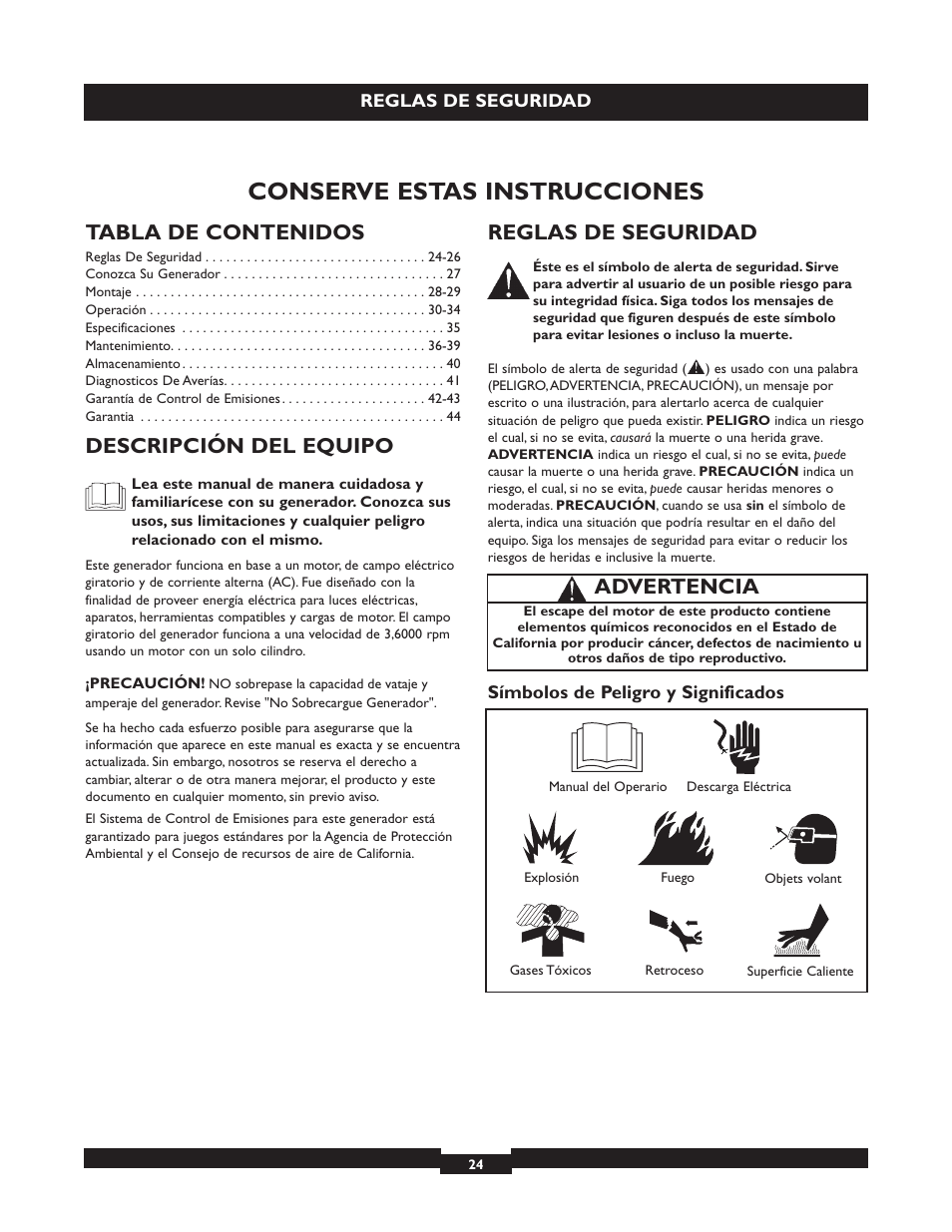 Briggs & Stratton 030320 User Manual | Page 24 / 44