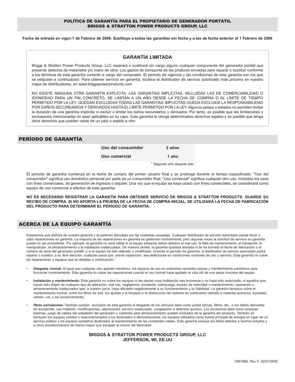 Briggs & Stratton 030320 User Manual | Page 44 / 44