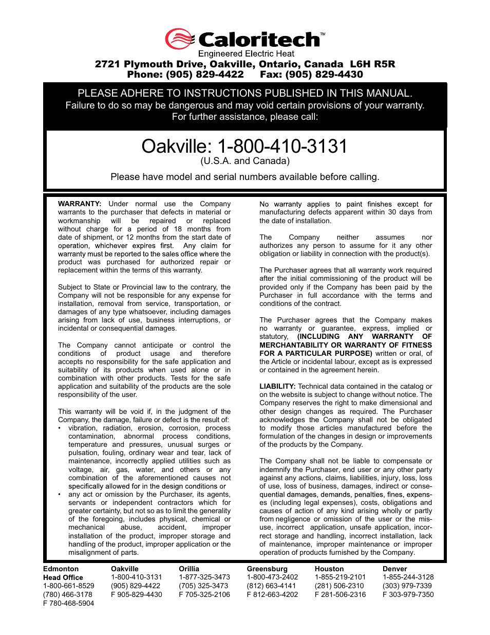 CCI Thermal Technologies CPXD - Control Panel for XDF Duct Heater User Manual | Page 5 / 5