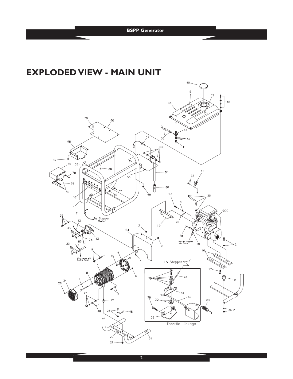 Exploded view - main unit | Briggs & Stratton PRO8000 01934 User Manual | Page 2 / 5