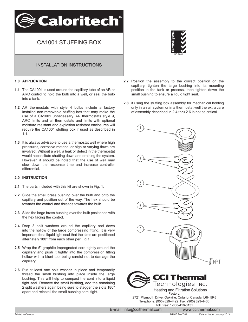 CCI Thermal Technologies CA - Stuffing Box User Manual | 2 pages