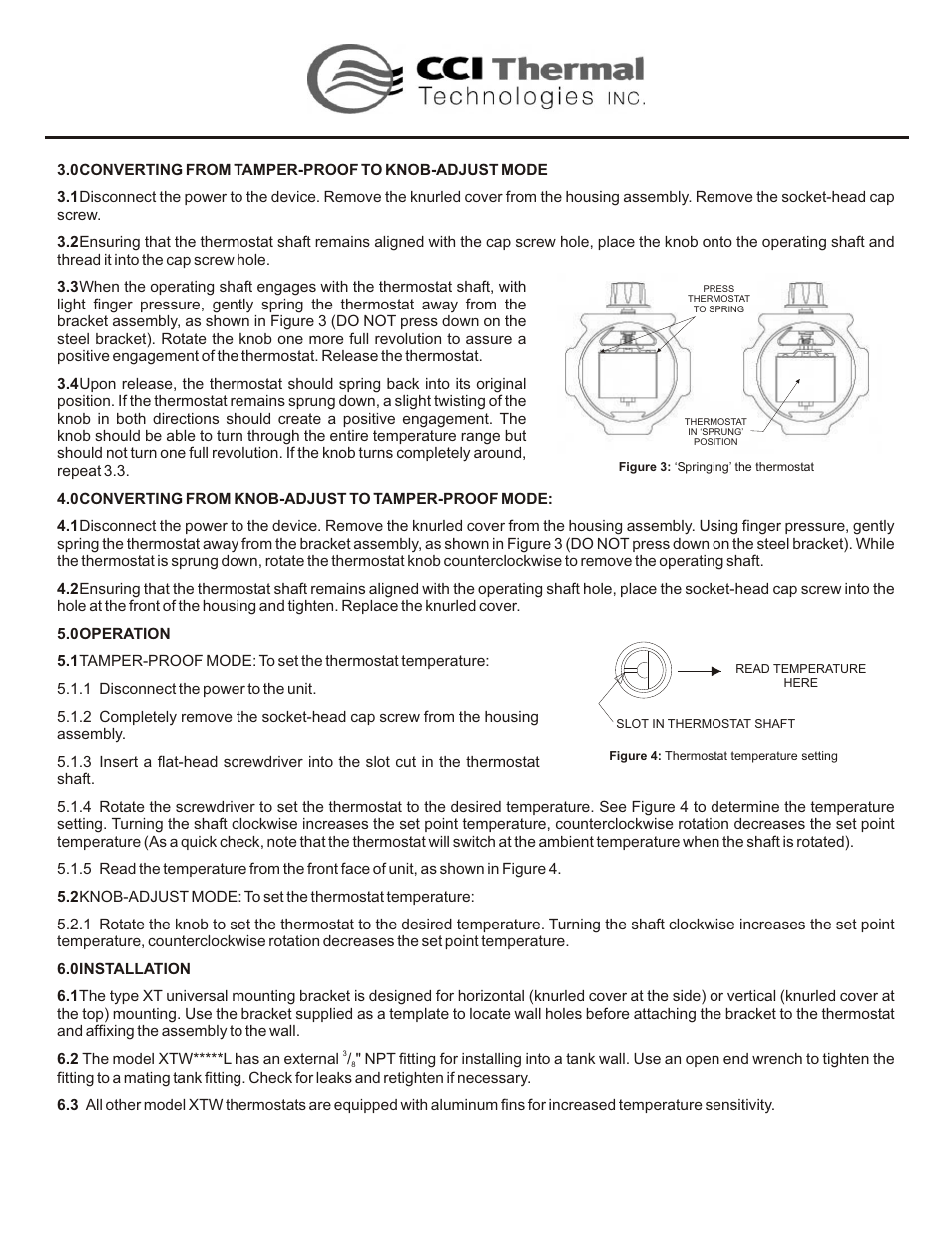 CCI Thermal Technologies XTK-12 - Thermostat Installation Kit (Process Heating Applications) User Manual | Page 2 / 2