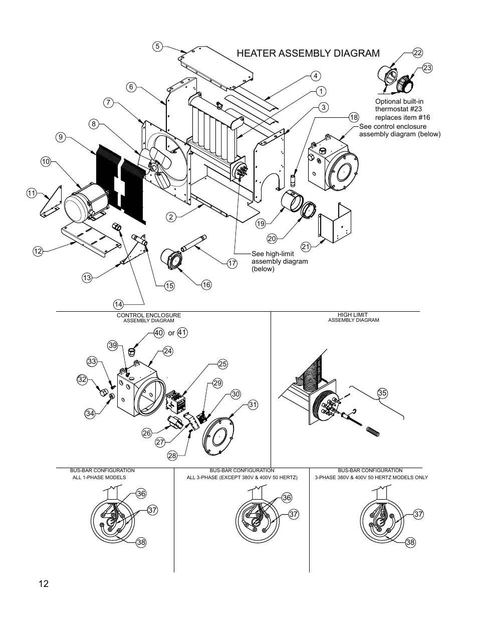 Heater assembly diagram | CCI Thermal Technologies FE2 - Explosion-Proof Electric Air Unit Heater User Manual | Page 12 / 20