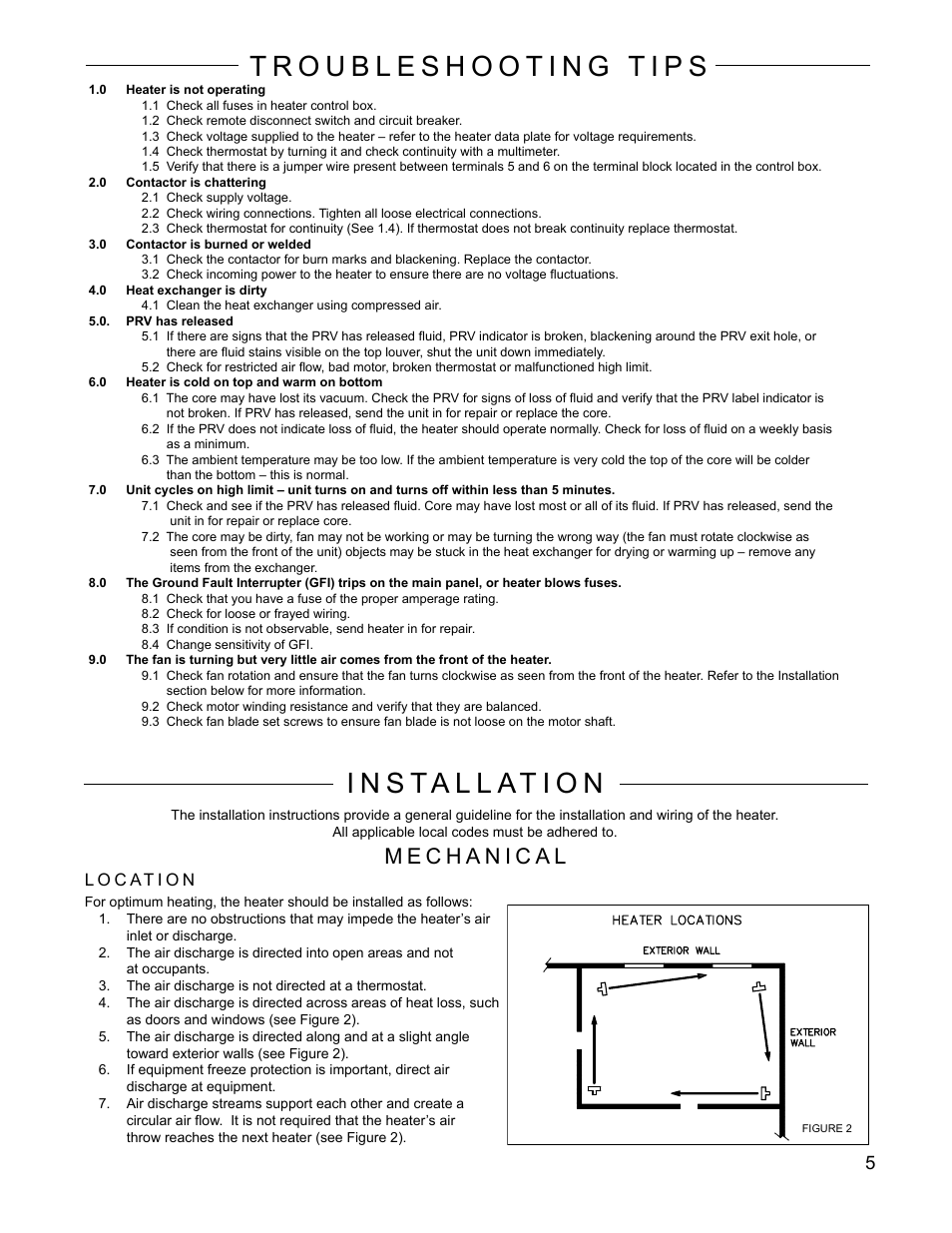 I n s ta l l at i o n, L o c at i o n | CCI Thermal Technologies FE2 - Explosion-Proof Electric Air Unit Heater User Manual | Page 5 / 20