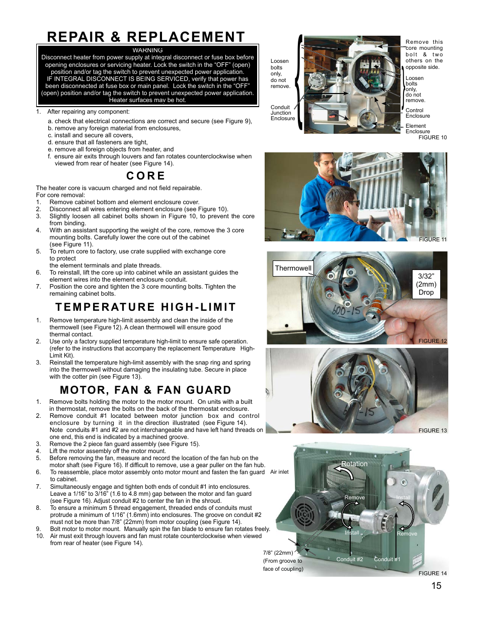 Repair & replacement, C o r e, Motor, fan & fan guard | CCI Thermal Technologies FX5 - Explosion-Proof Electric Air Unit Heater User Manual | Page 15 / 20