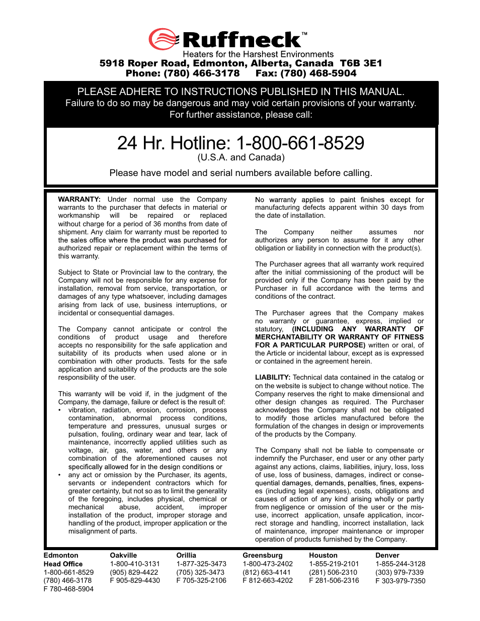 CCI Thermal Technologies FX5 - Explosion-Proof Electric Air Unit Heater User Manual | Page 20 / 20