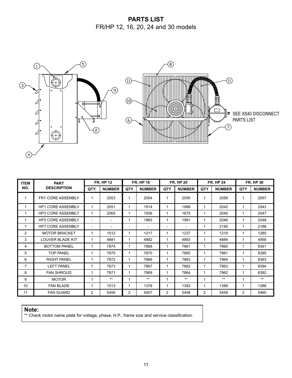 See xs40 disconnect parts list | CCI Thermal Technologies HP - High Pressure Heat Exchanger Unit Heater User Manual | Page 11 / 16