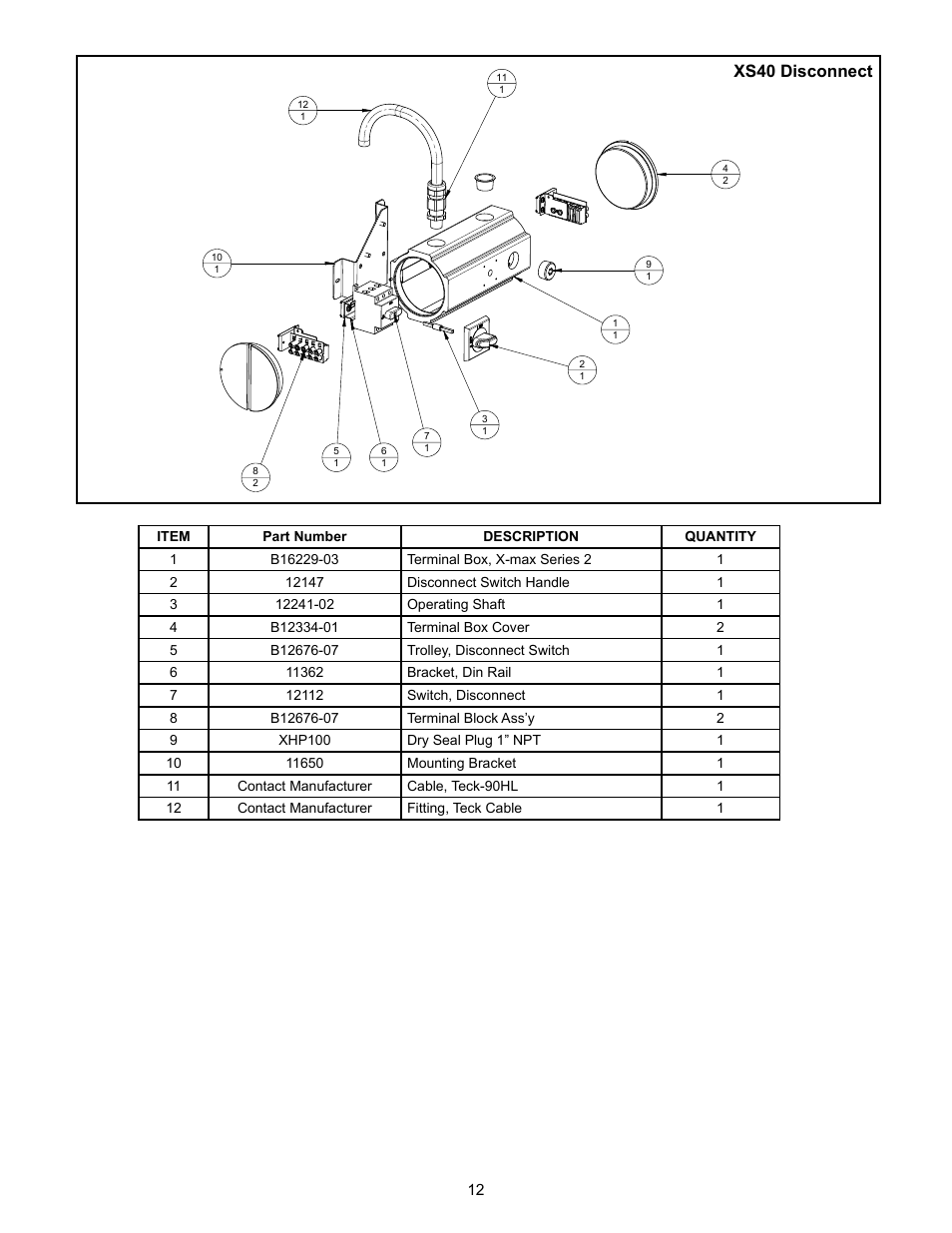 Xs40 disconnect | CCI Thermal Technologies HP - High Pressure Heat Exchanger Unit Heater User Manual | Page 12 / 16