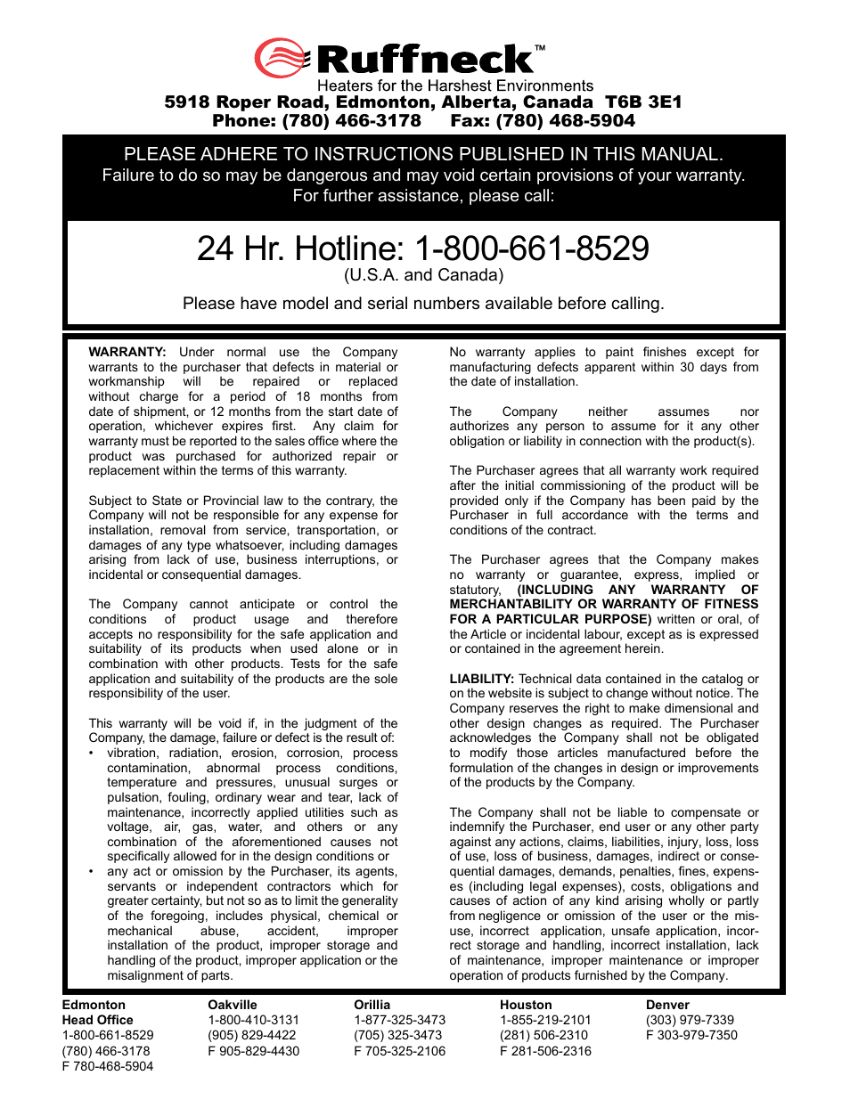 CCI Thermal Technologies HP - High Pressure Heat Exchanger Unit Heater User Manual | Page 16 / 16