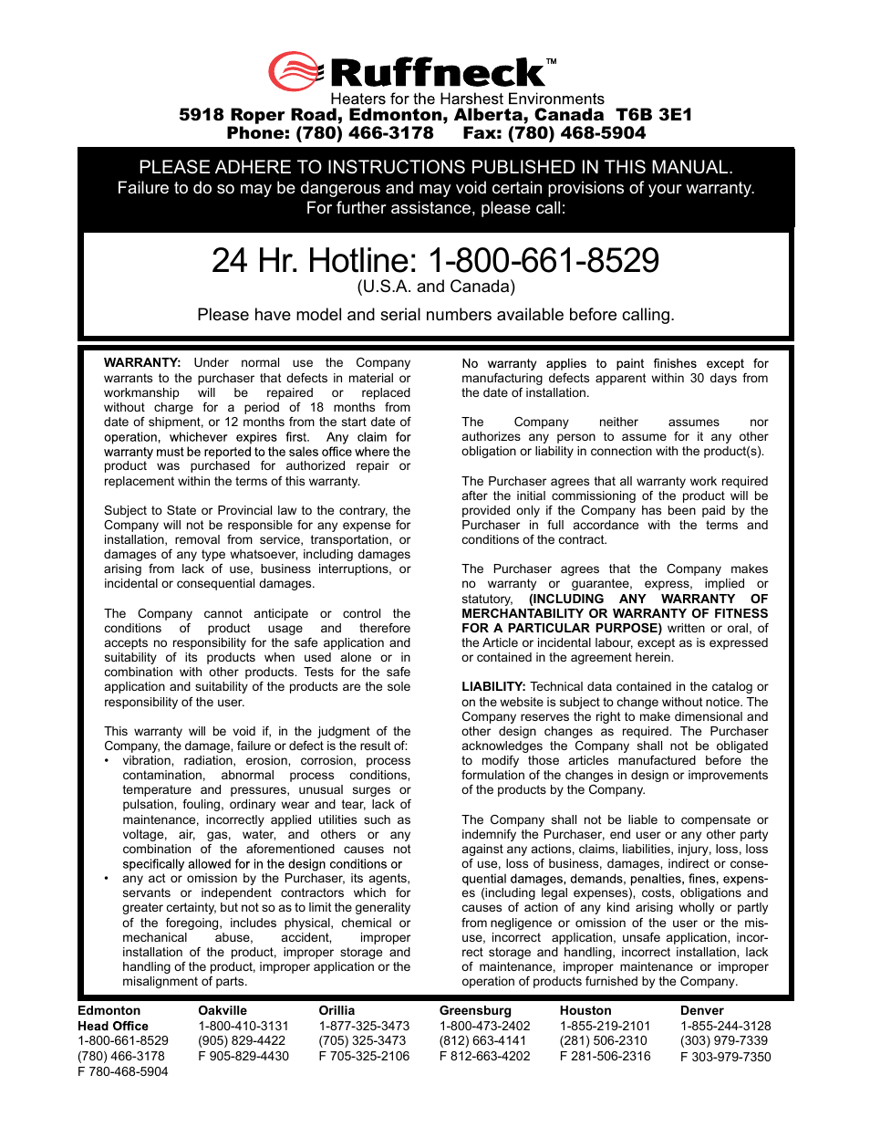 CCI Thermal Technologies EFX - Explosion-Proof Exhaust Fan User Manual | Page 12 / 12