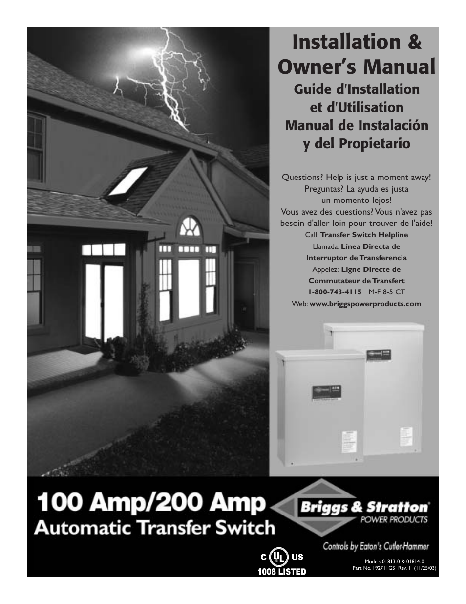 Briggs & Stratton 01813-0 User Manual | 36 pages