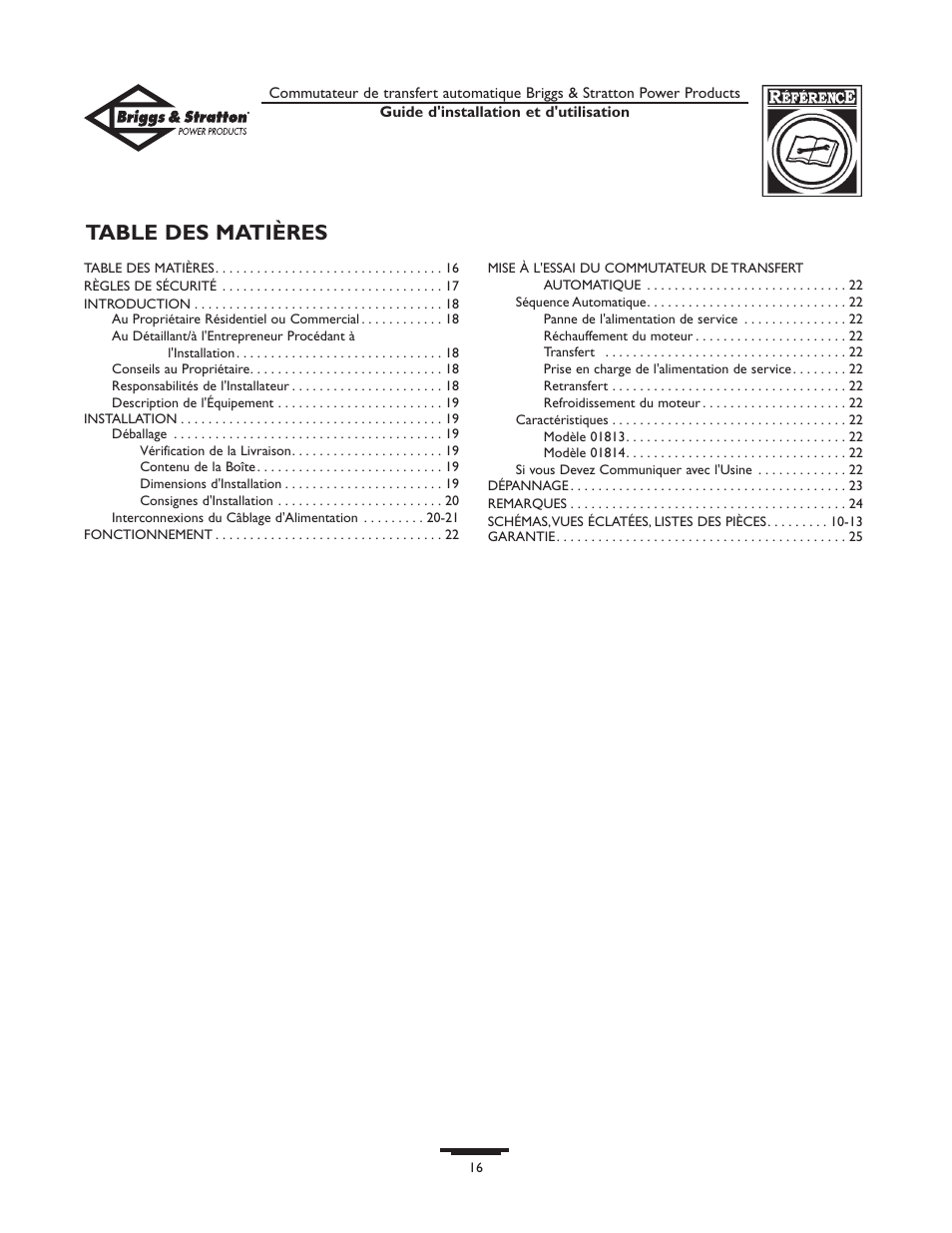Briggs & Stratton 01813-0 User Manual | Page 16 / 36