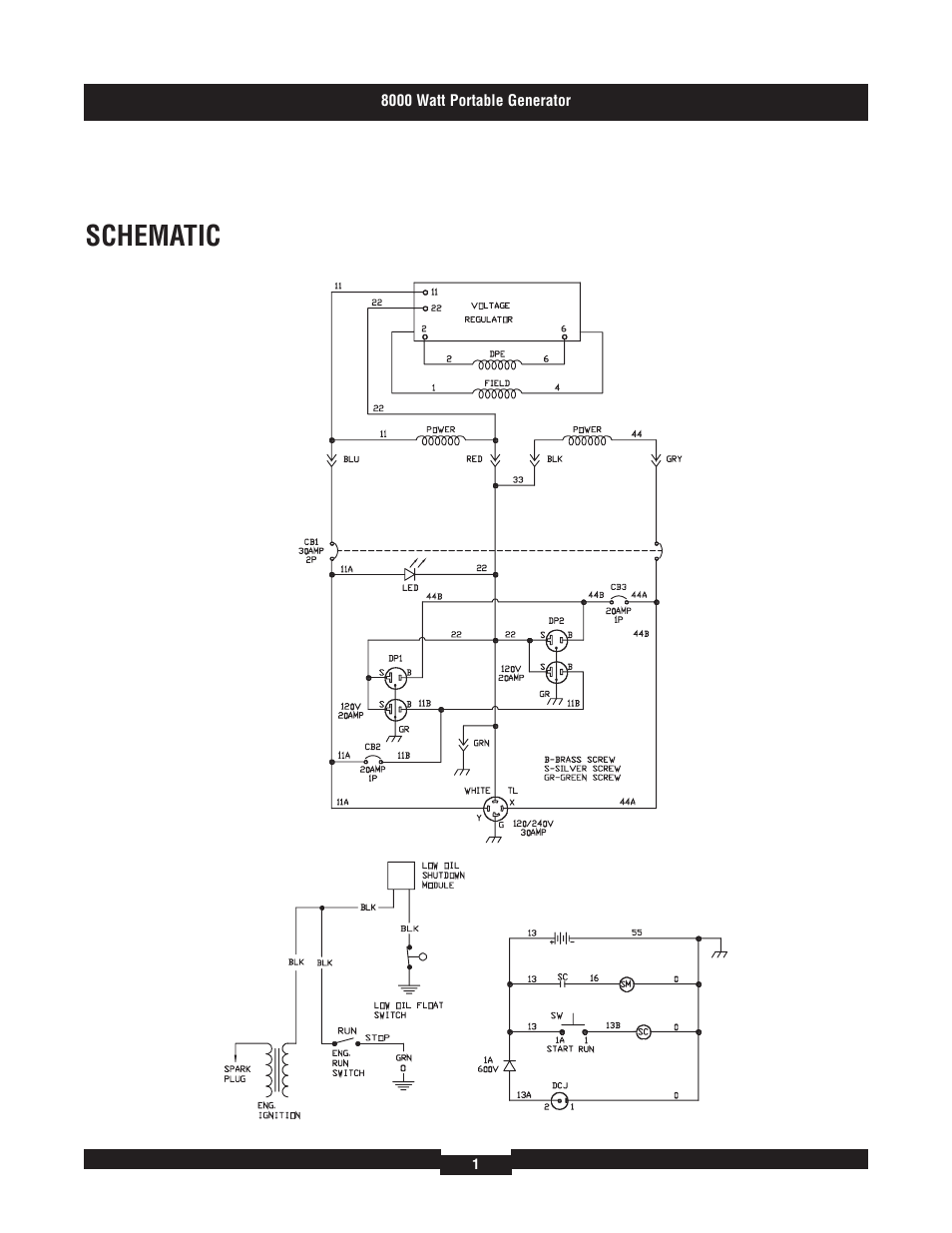 Schematic | Briggs & Stratton 8000 Watt User Manual | Page 2 / 3