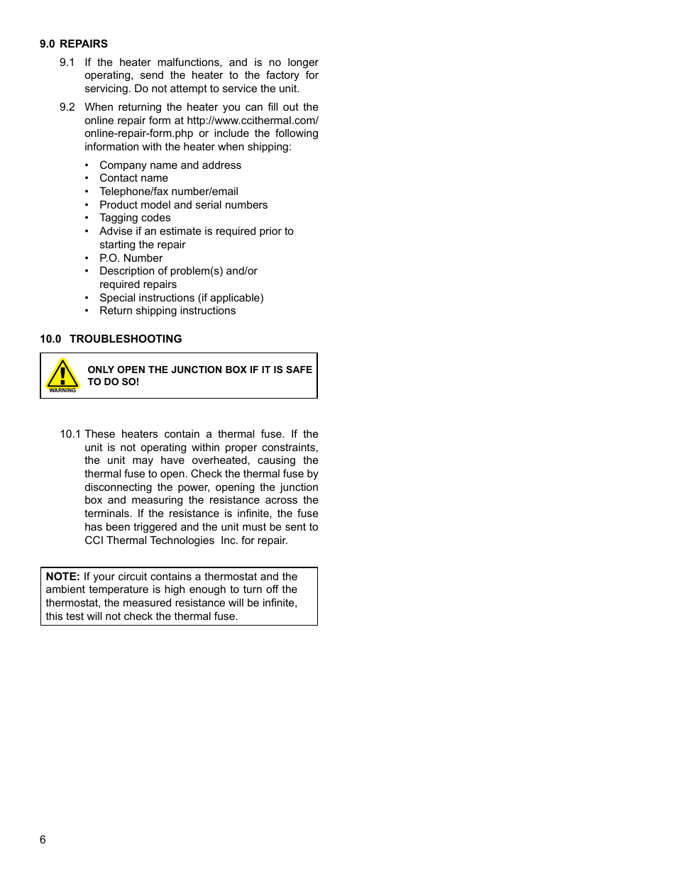 CCI Thermal Technologies XPA - Explosion-Proof Panel Heater User Manual | Page 6 / 8