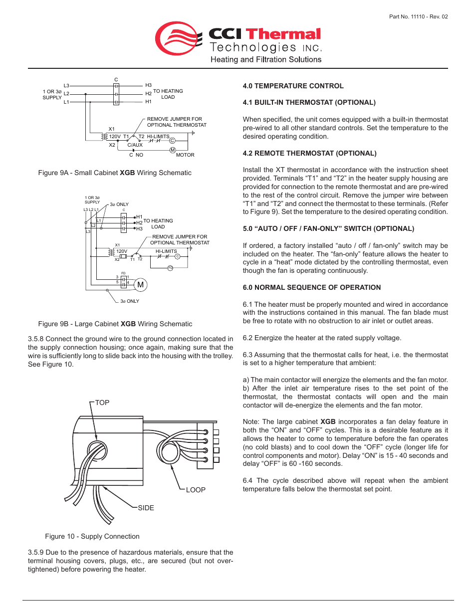 Figure 2 - xgb heater dimensions | CCI Thermal Technologies XGB - Explosion-Proof Forced Air Unit Heater User Manual | Page 7 / 9