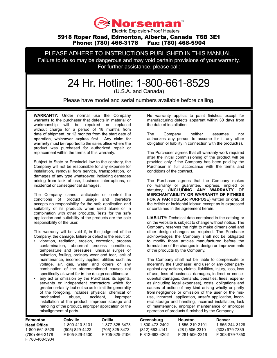 CCI Thermal Technologies XGB - Explosion-Proof Forced Air Unit Heater User Manual | Page 9 / 9