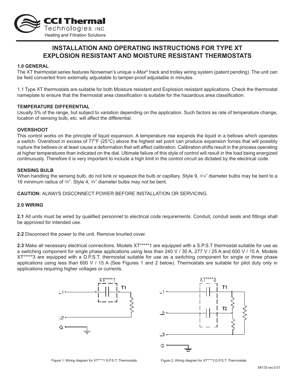 CCI Thermal Technologies Norseman - XTK-12 - Thermostat Installation Kit (Process Heating Applications) User Manual | 3 pages