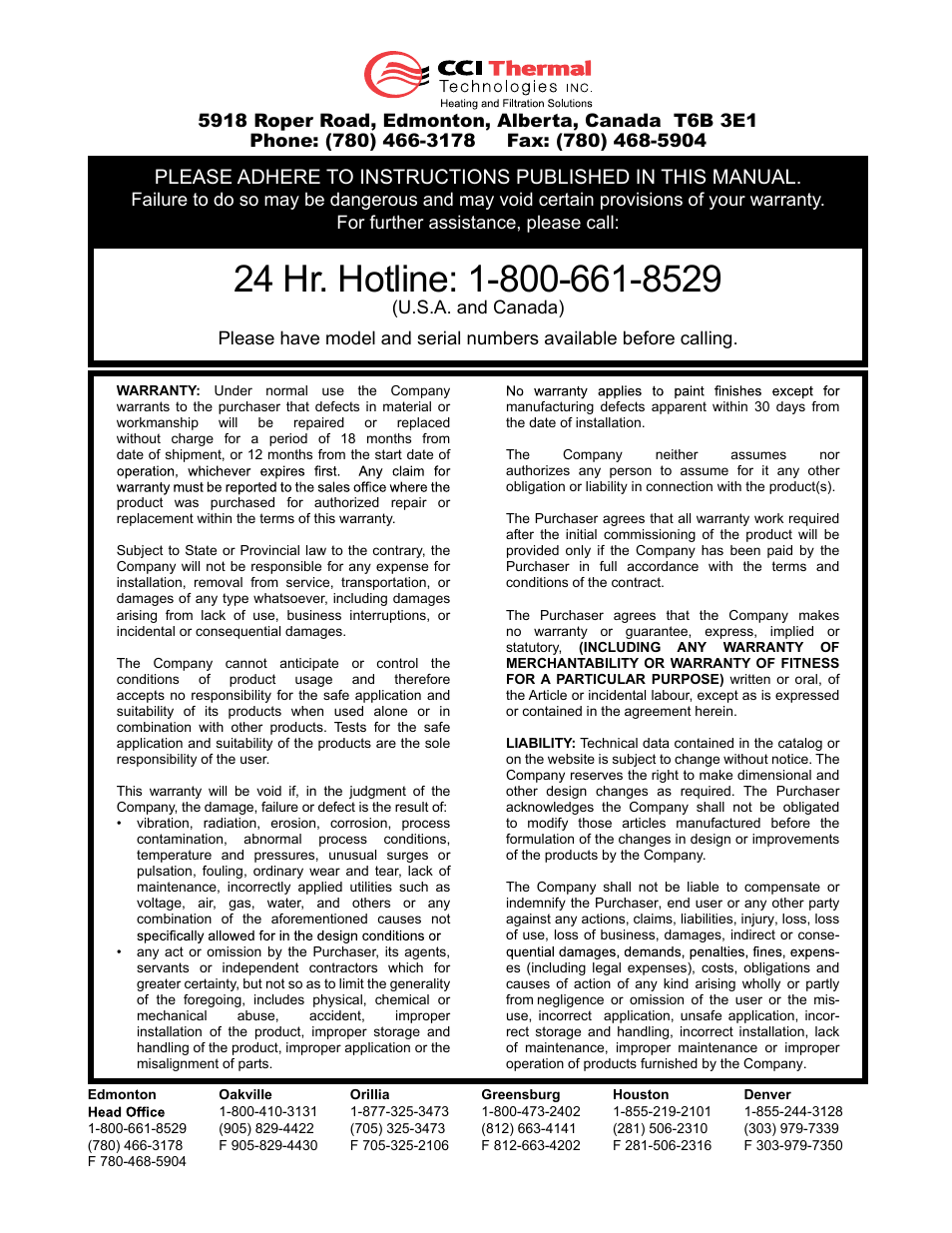 CCI Thermal Technologies NGS - NGS1000 Natural Gas Scrubbing System User Manual | Page 8 / 8