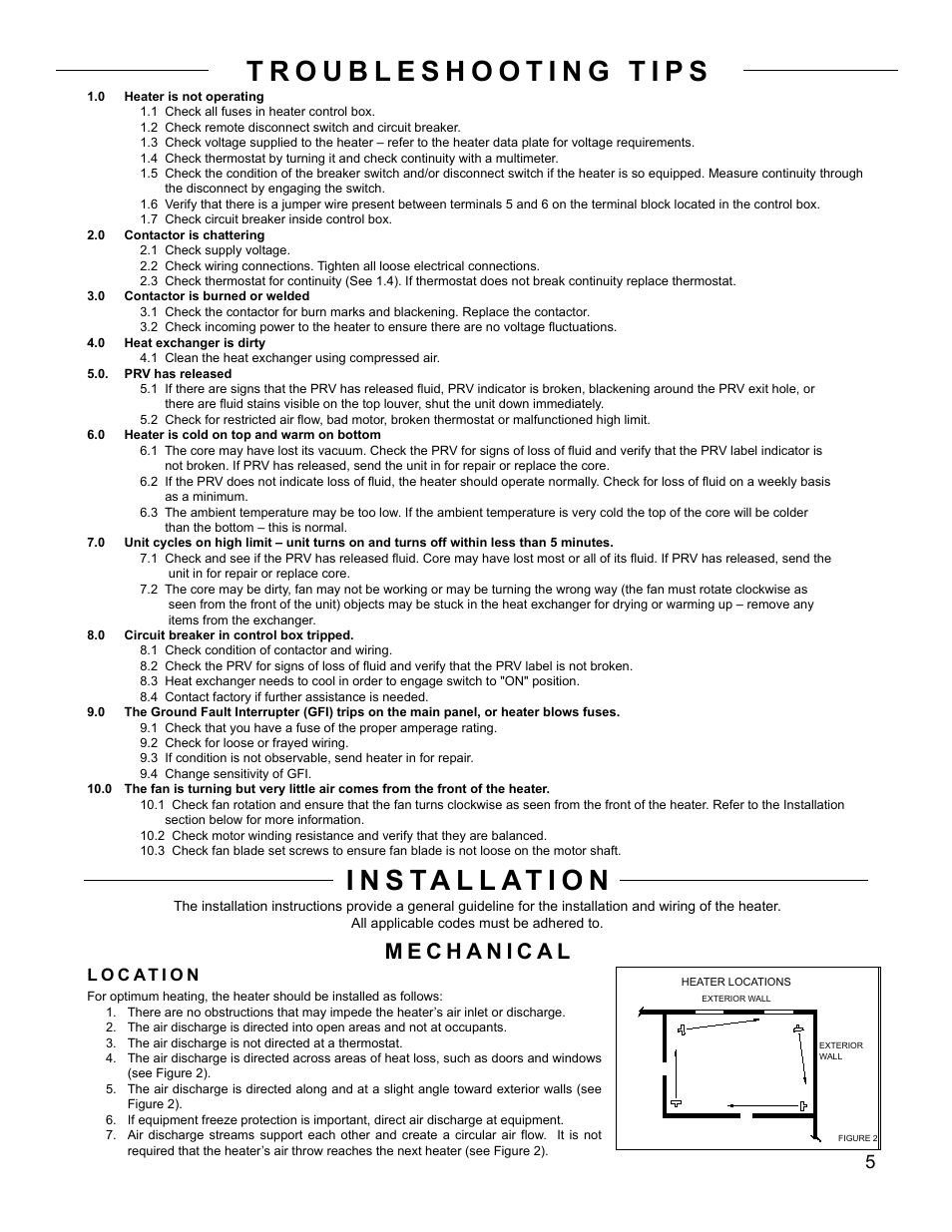 I n s ta l l at i o n, L o c at i o n | CCI Thermal Technologies FX5-SD - Explosion-Proof Electric Air Unit Heater User Manual | Page 5 / 20