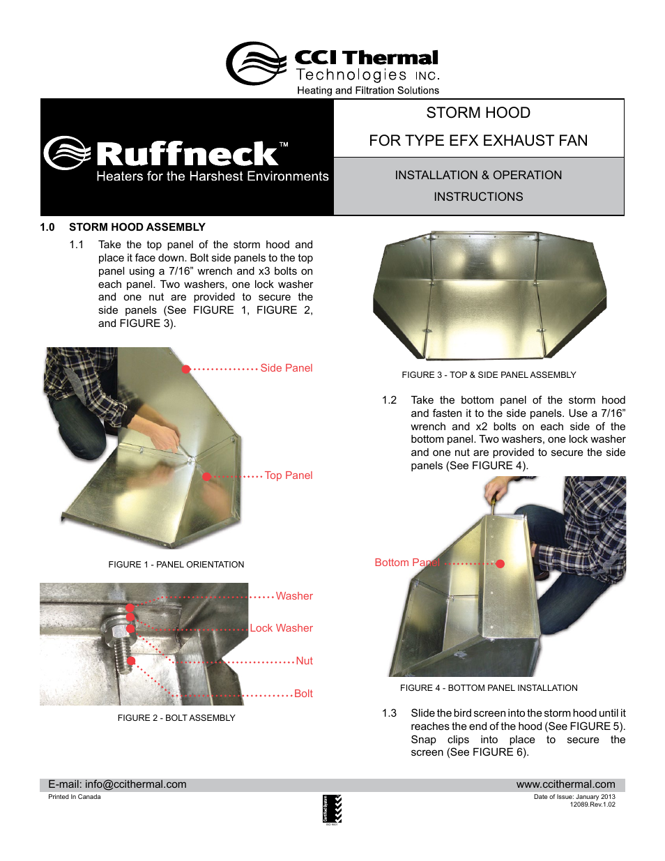 CCI Thermal Technologies EFX Storm Hood User Manual | 4 pages