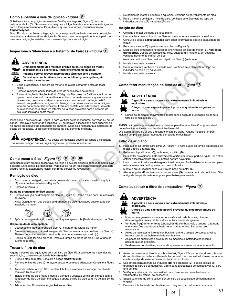 Not for reproduction, 81 pt | Briggs & Stratton 310000 User Manual | Page 81 / 92