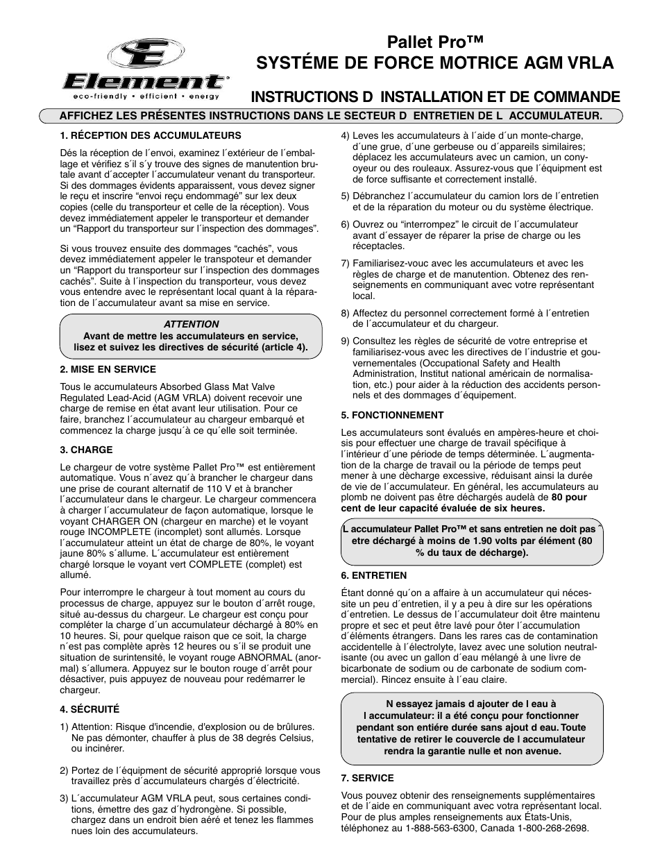 Pallet pro™ systéme de force motrice agm vrla, Instructions d installation et de commande | Exide Technologies GB3846 User Manual | Page 3 / 4