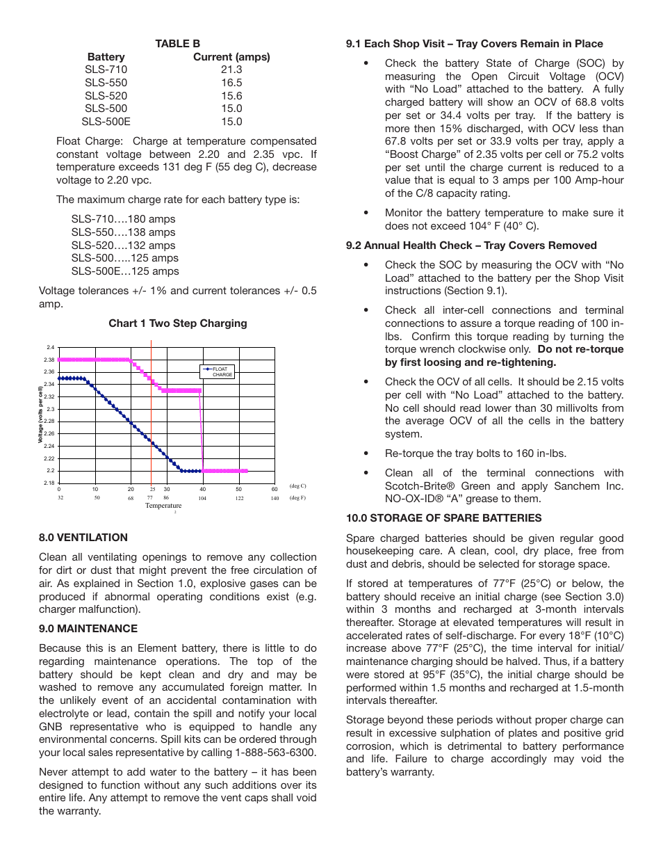 Page 3 chart | Exide Technologies GB4007 User Manual | Page 3 / 4
