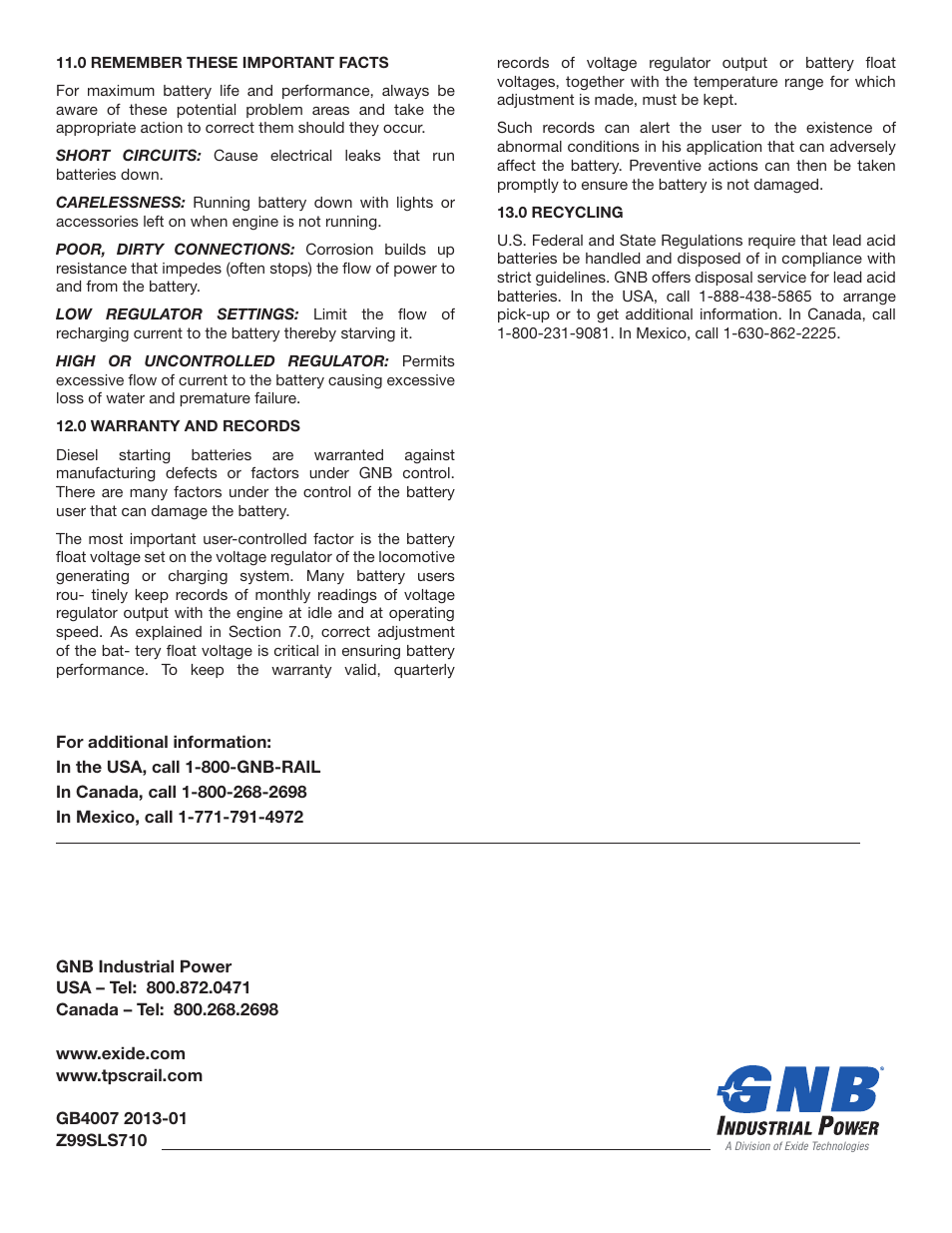 Exide Technologies GB4007 User Manual | Page 4 / 4