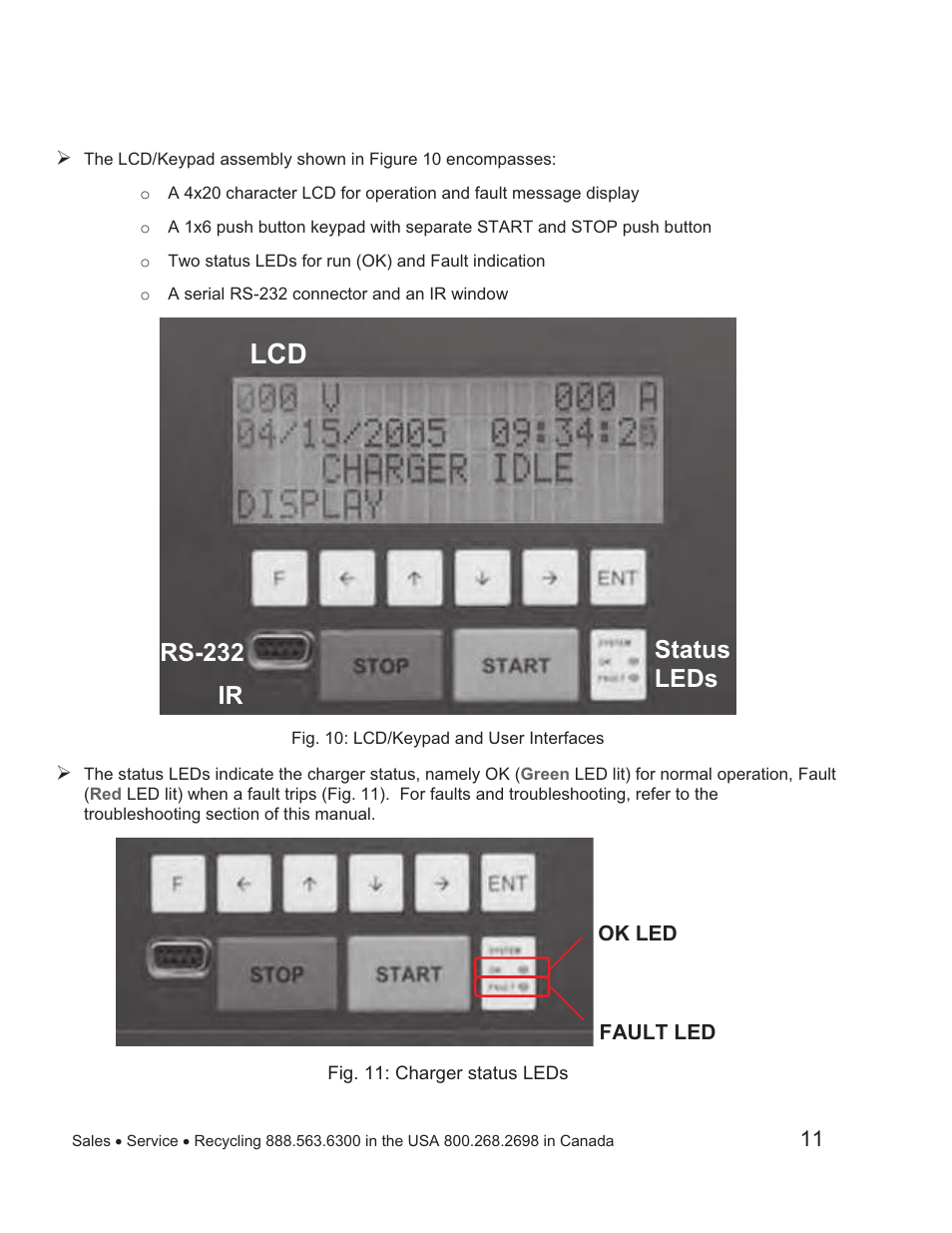 Rs-232 ir status leds | Exide Technologies GB4109 User Manual | Page 14 / 32