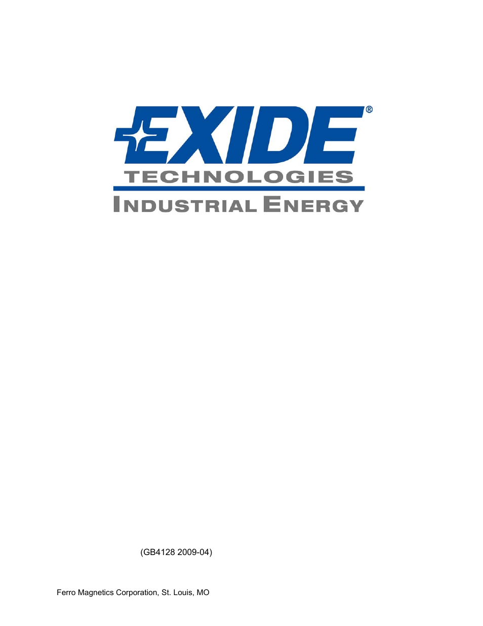 Exide Technologies GB4128 User Manual | 19 pages