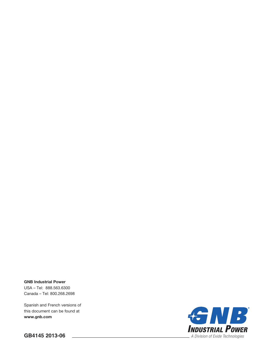 Exide Technologies GB4145 User Manual | Page 4 / 4