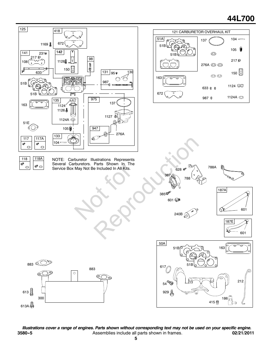 Not for reproduction | Briggs & Stratton 44L700 User Manual | Page 5 / 20