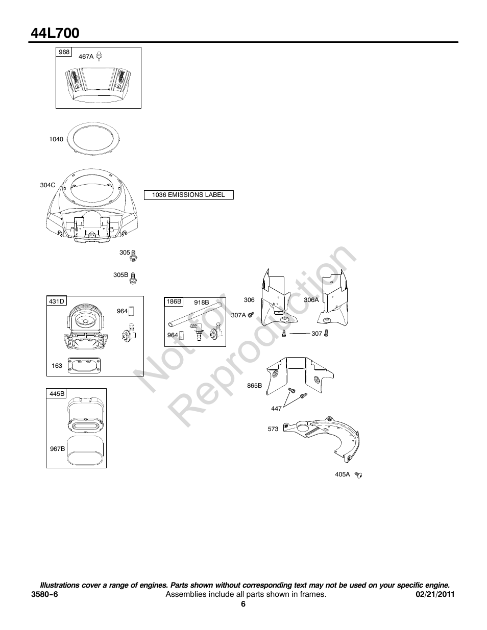 Not for reproduction | Briggs & Stratton 44L700 User Manual | Page 6 / 20