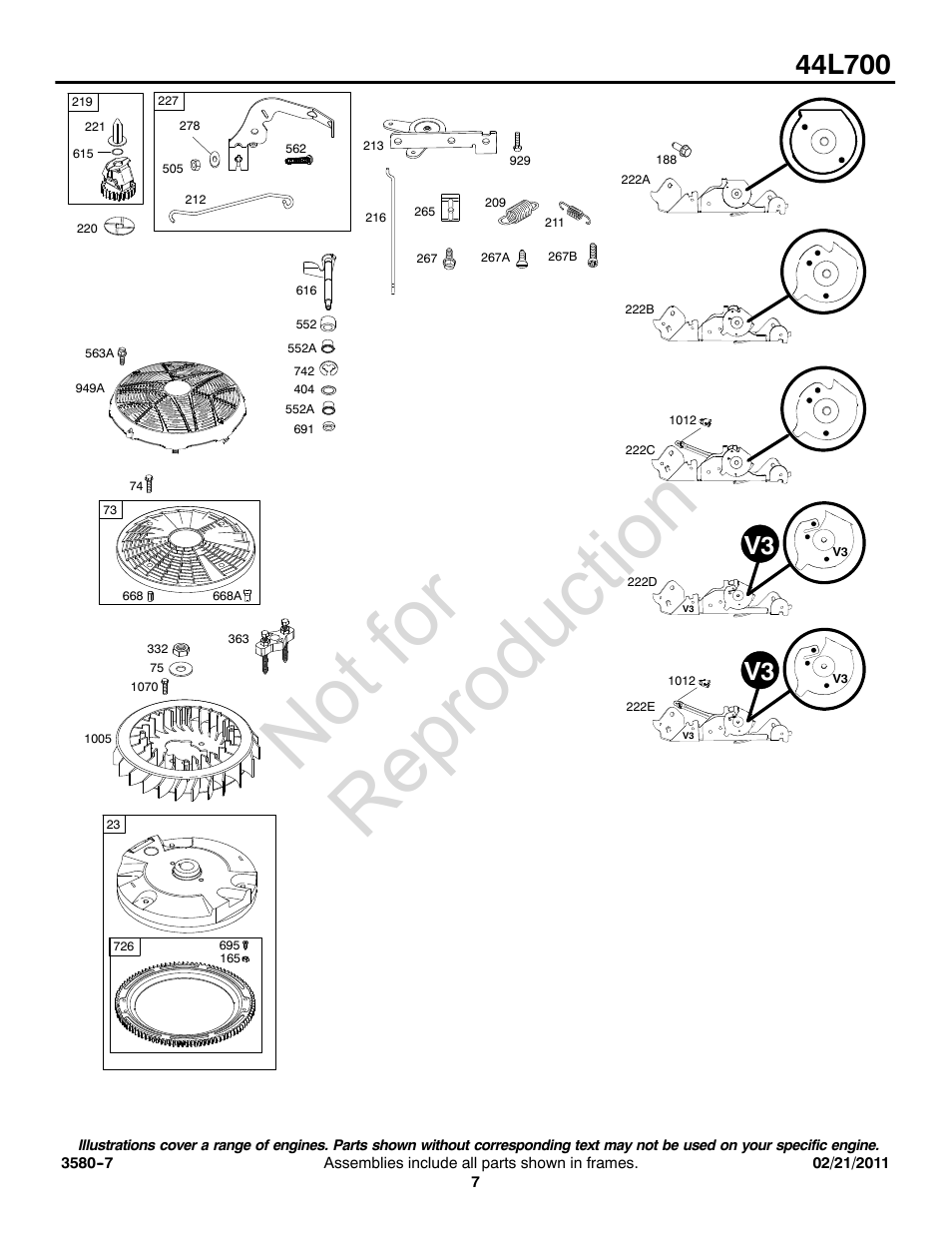 Not for reproduction | Briggs & Stratton 44L700 User Manual | Page 7 / 20
