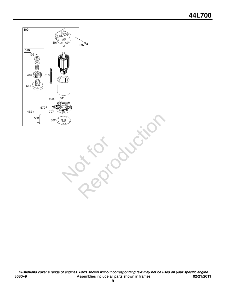 Not for reproduction | Briggs & Stratton 44L700 User Manual | Page 9 / 20