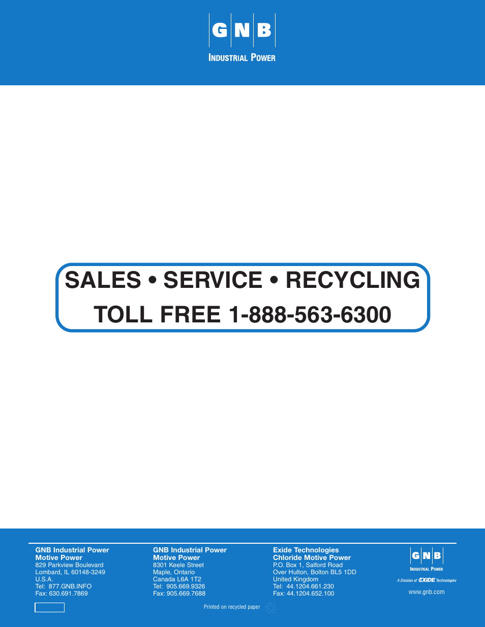 Exide Technologies SCR100 Charger User Manual | Page 38 / 38