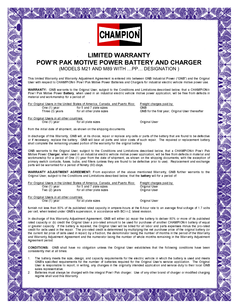 Models m21 and m89 with pp designation ) | Exide Technologies SPP PowrPak Series Industrial Battery Chargers User Manual | Page 3 / 16