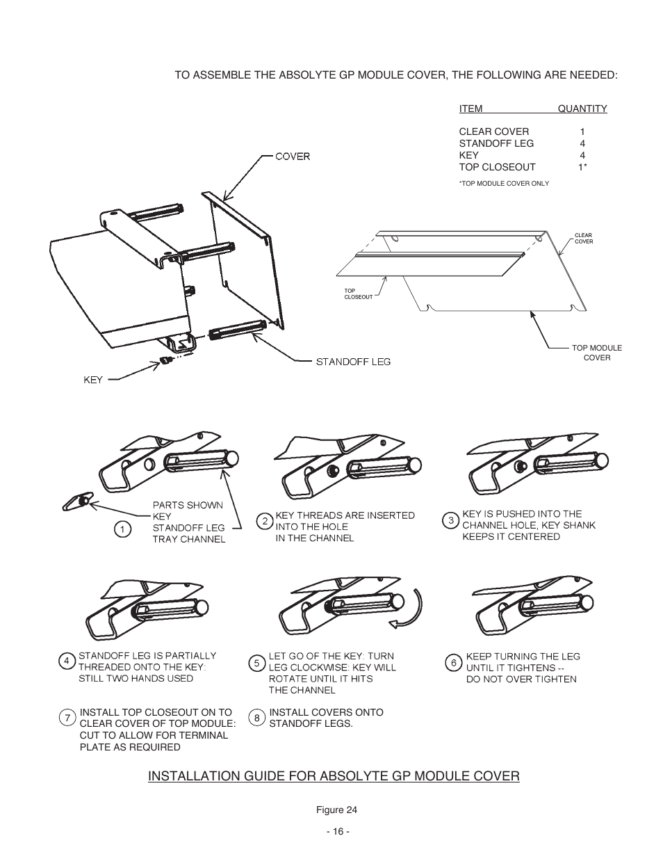 Installation guide for absolyte gp module cover | Exide Technologies Section 92.61 User Manual | Page 20 / 32