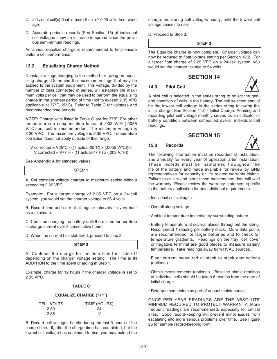 Exide Technologies Section 92.61 User Manual | Page 24 / 32