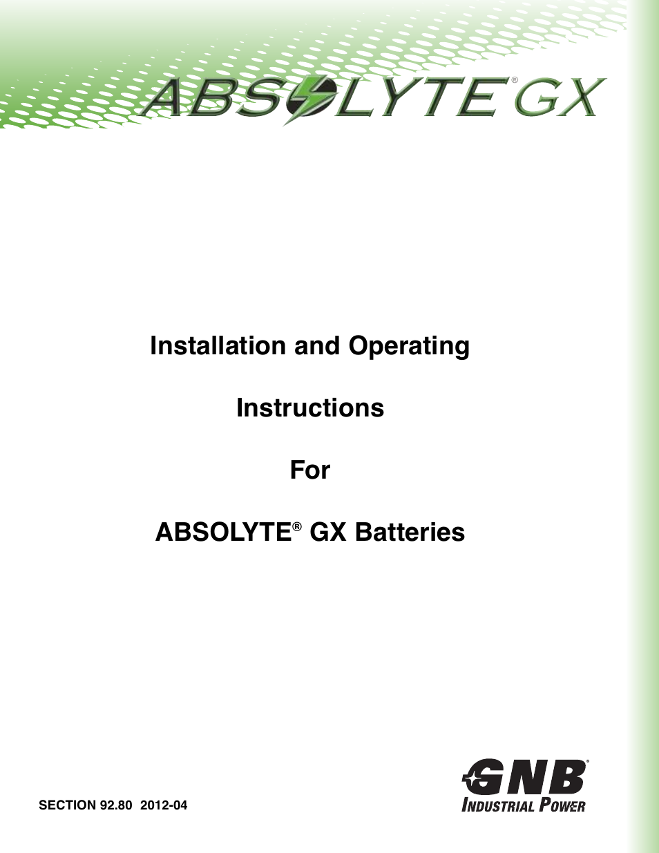 Exide Technologies Section 92.80 User Manual | 28 pages