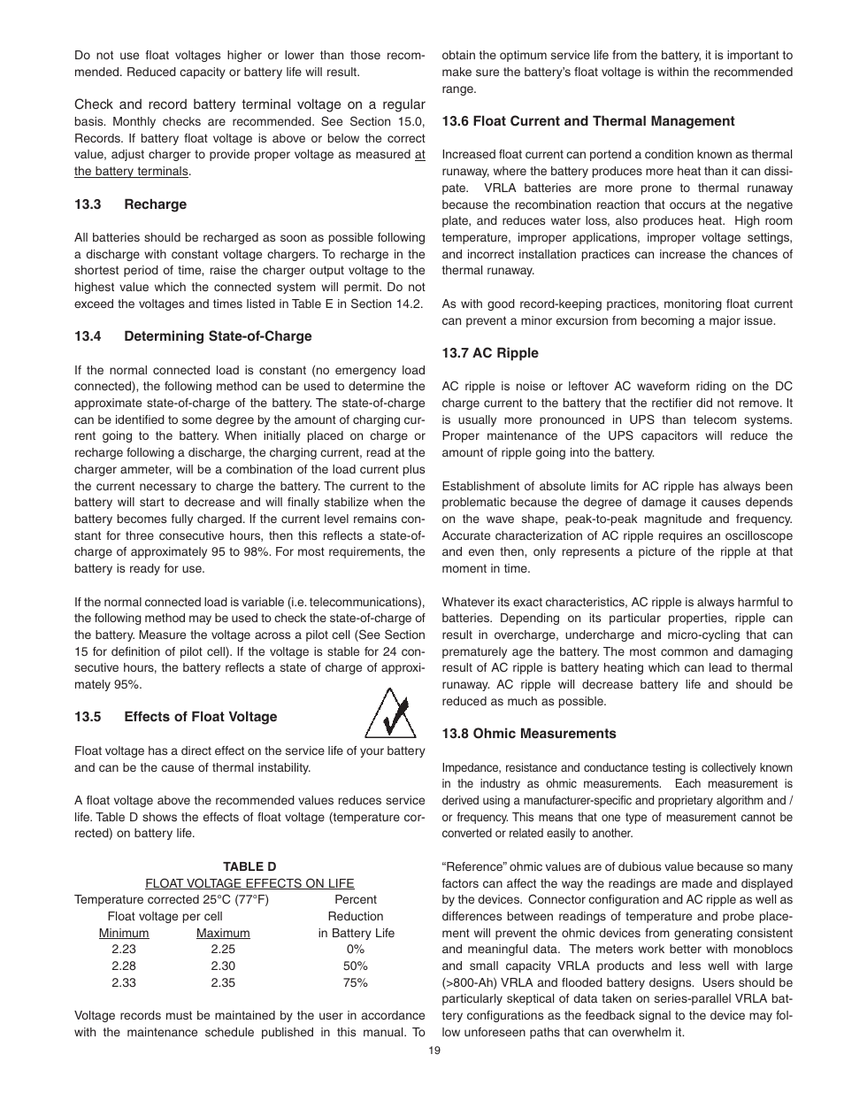 Exide Technologies Section 92.80 User Manual | Page 19 / 28