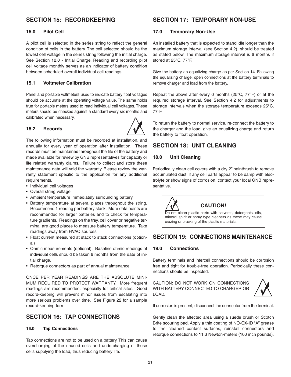 Exide Technologies Section 92.80 User Manual | Page 21 / 28