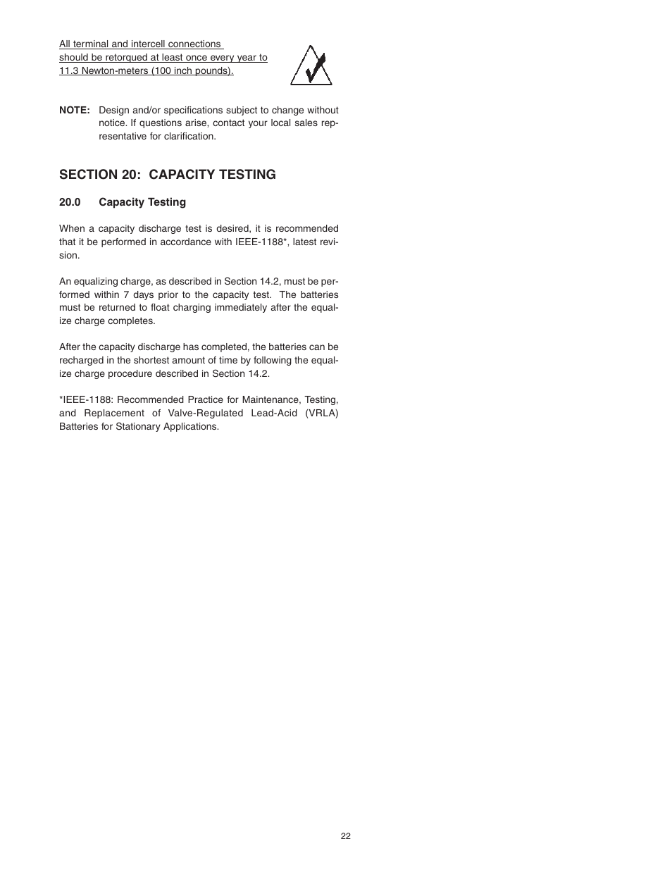 Exide Technologies Section 92.80 User Manual | Page 22 / 28