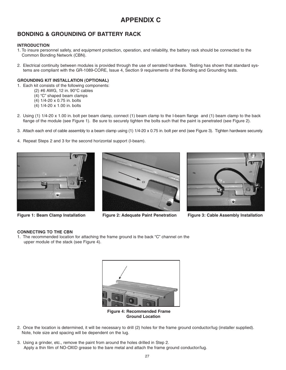 Appendix c, Bonding & grounding of battery rack | Exide Technologies Section 92.80 User Manual | Page 27 / 28